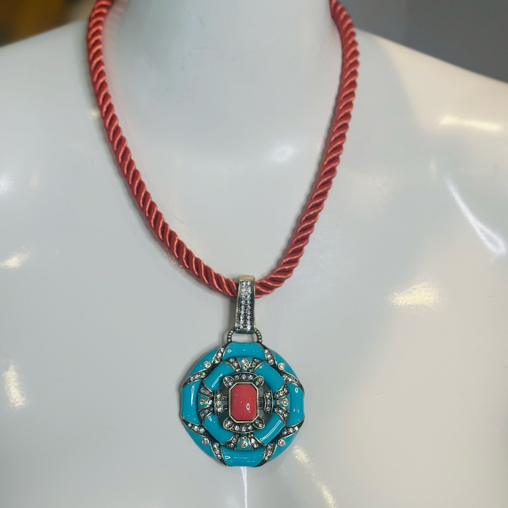 Heidi Dauss Newport Chic Enamel Two Piece Set Necklace and Earrings Turquoise